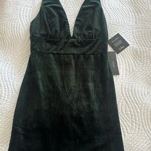 Lulu's Dark Green Velvet Dress